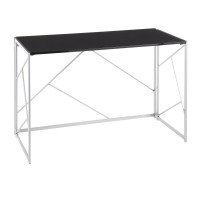 Lumisource OFD-FOLIA SVBK Folia Contemporary Desk in Silver Metal and Black Wood